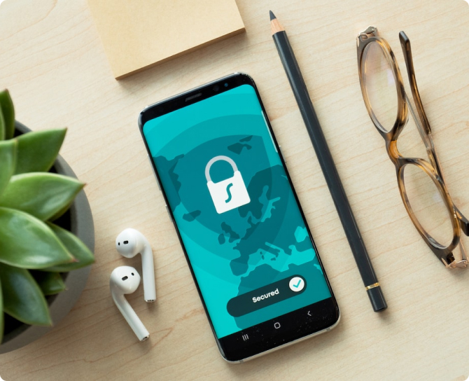 A samsung phone with a padlock on it.