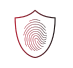 A red shield with a fingerprint on it.